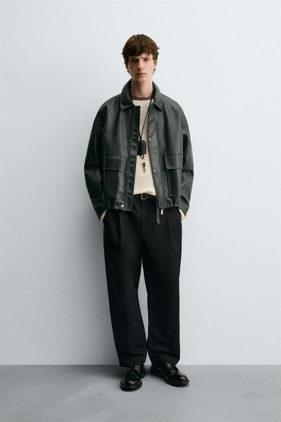 RELAXED FAUX LEATHER JACKET