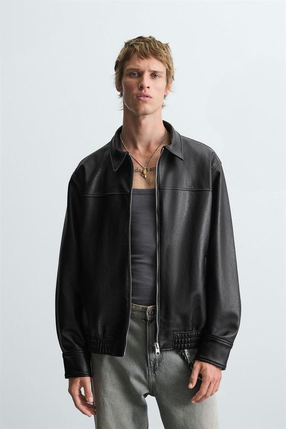 LEATHER BOMBER JACKET
