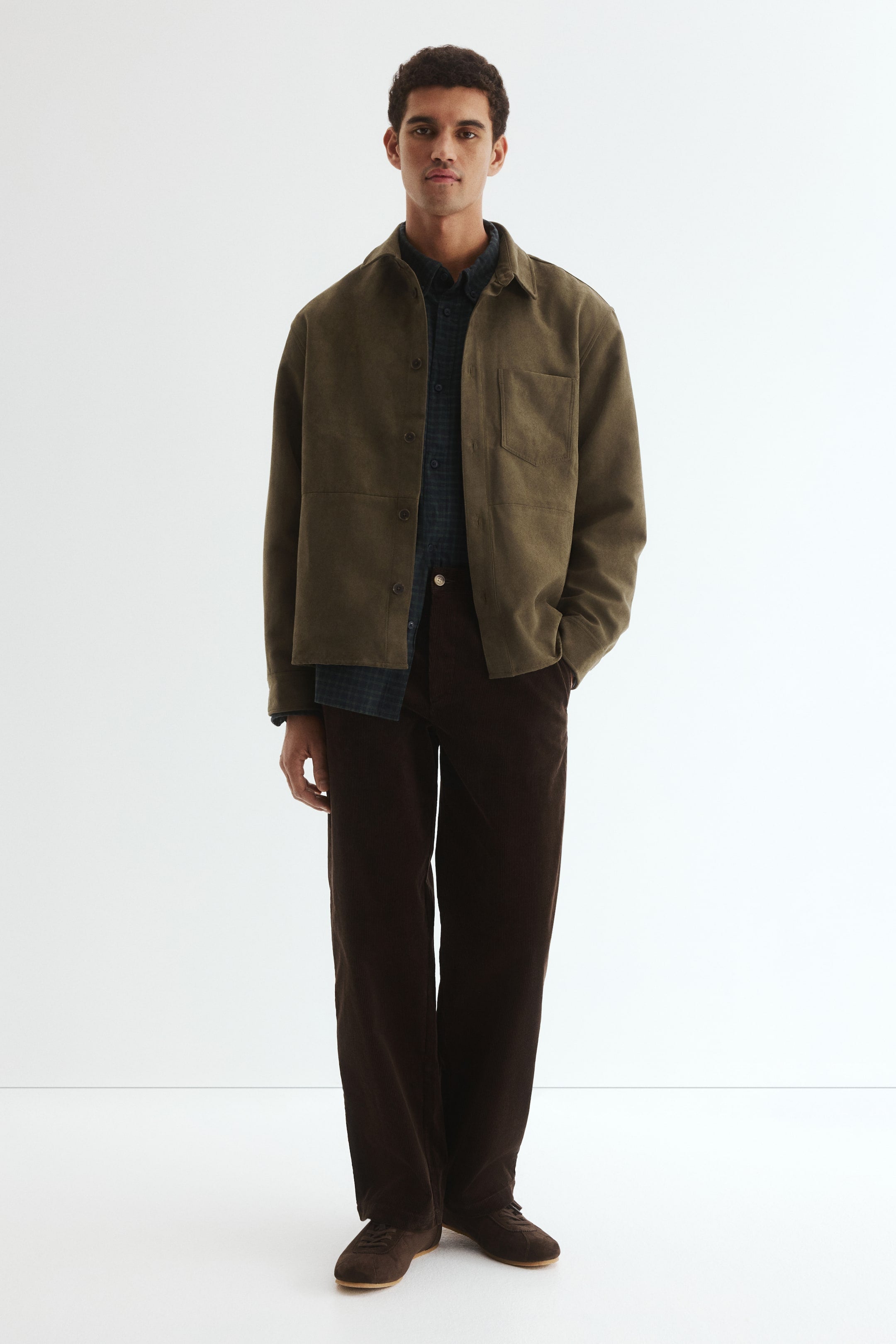 Regular Fit Overshirt - Dark khaki green - Men