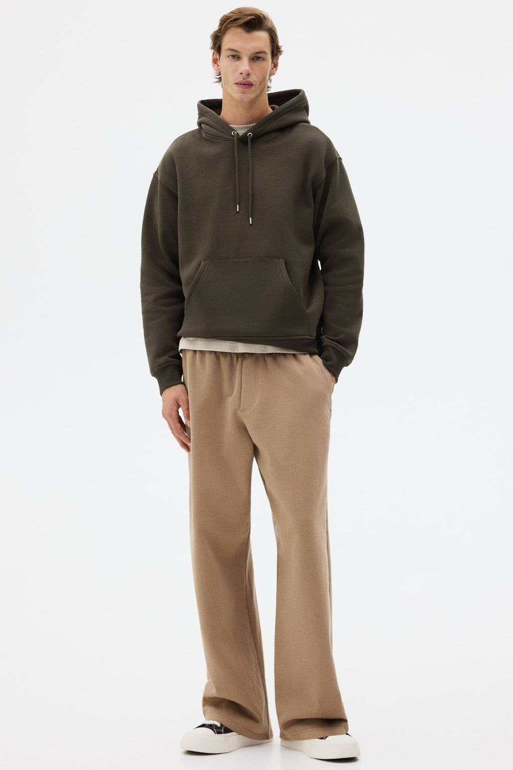 Loose Fit Hoodie - Dark khaki green - Men