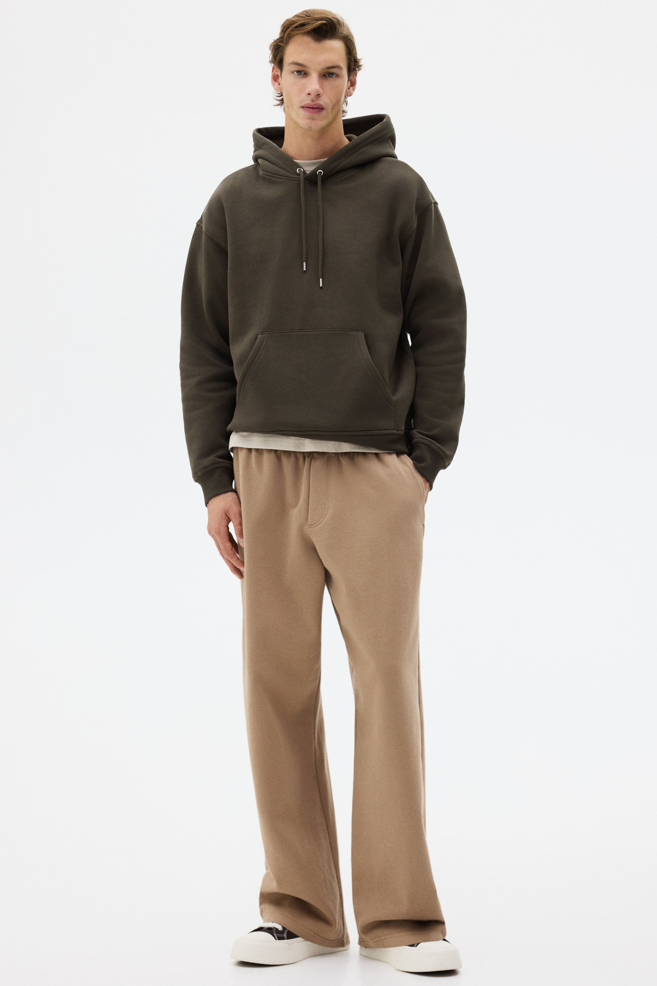 Loose Fit Hoodie - Dark khaki green - Men