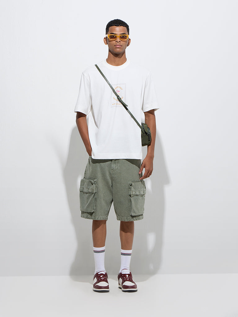 Relaxed-Fit White Cotton T-Shirt