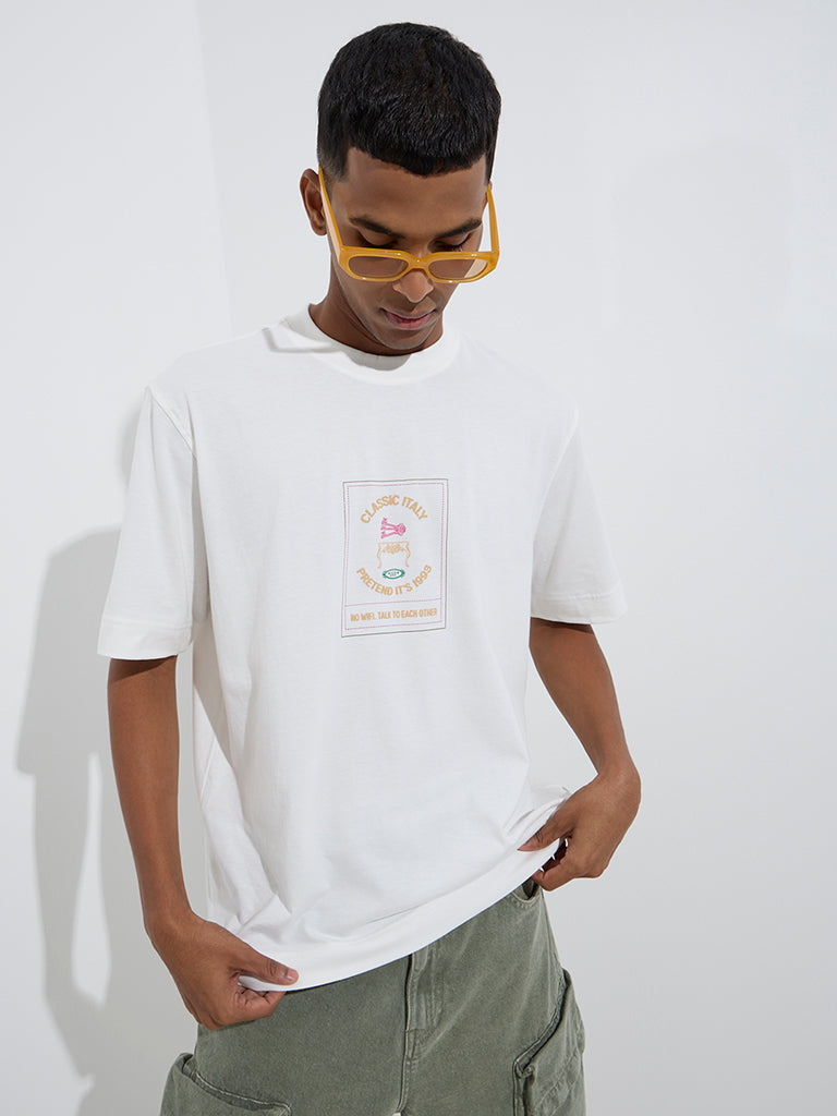 Relaxed-Fit White Cotton T-Shirt