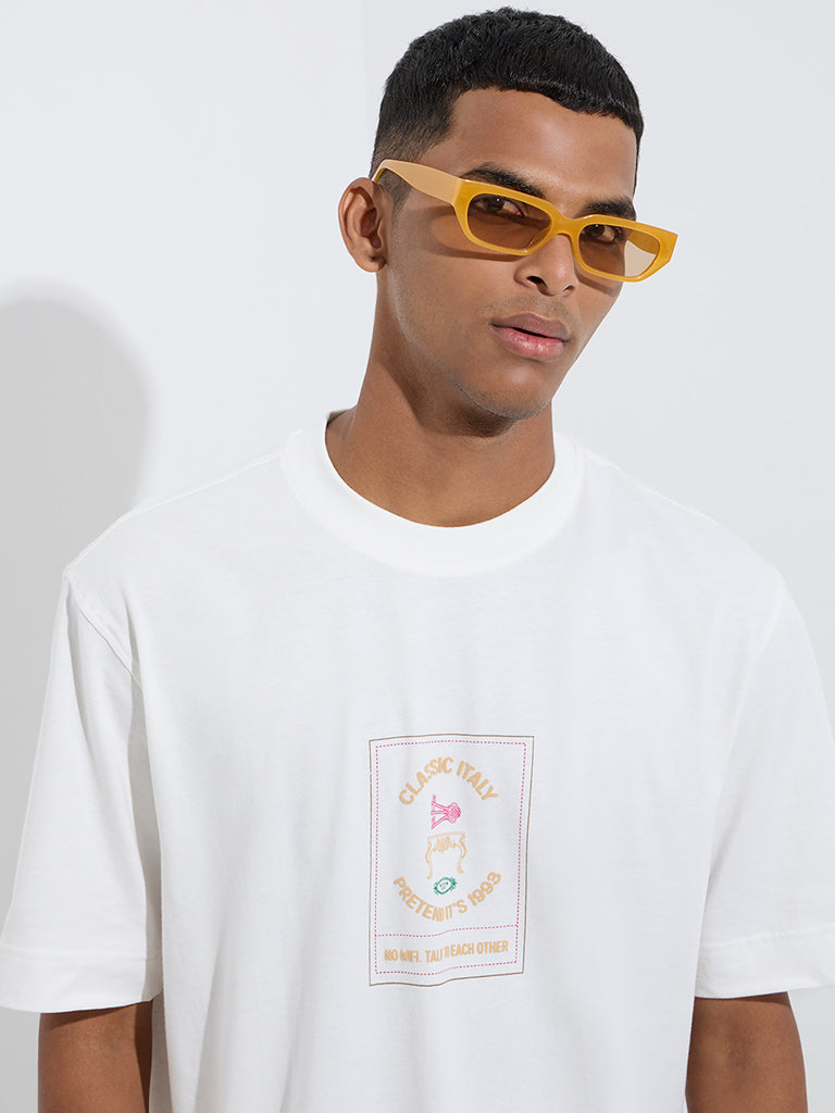 Relaxed-Fit White Cotton T-Shirt