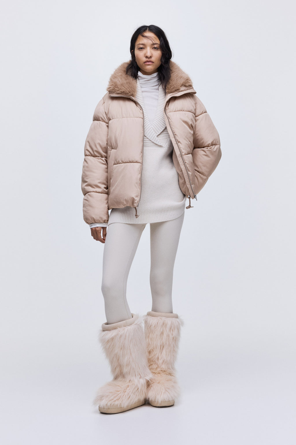 Oversized puffer jacket - Light mole - Ladies