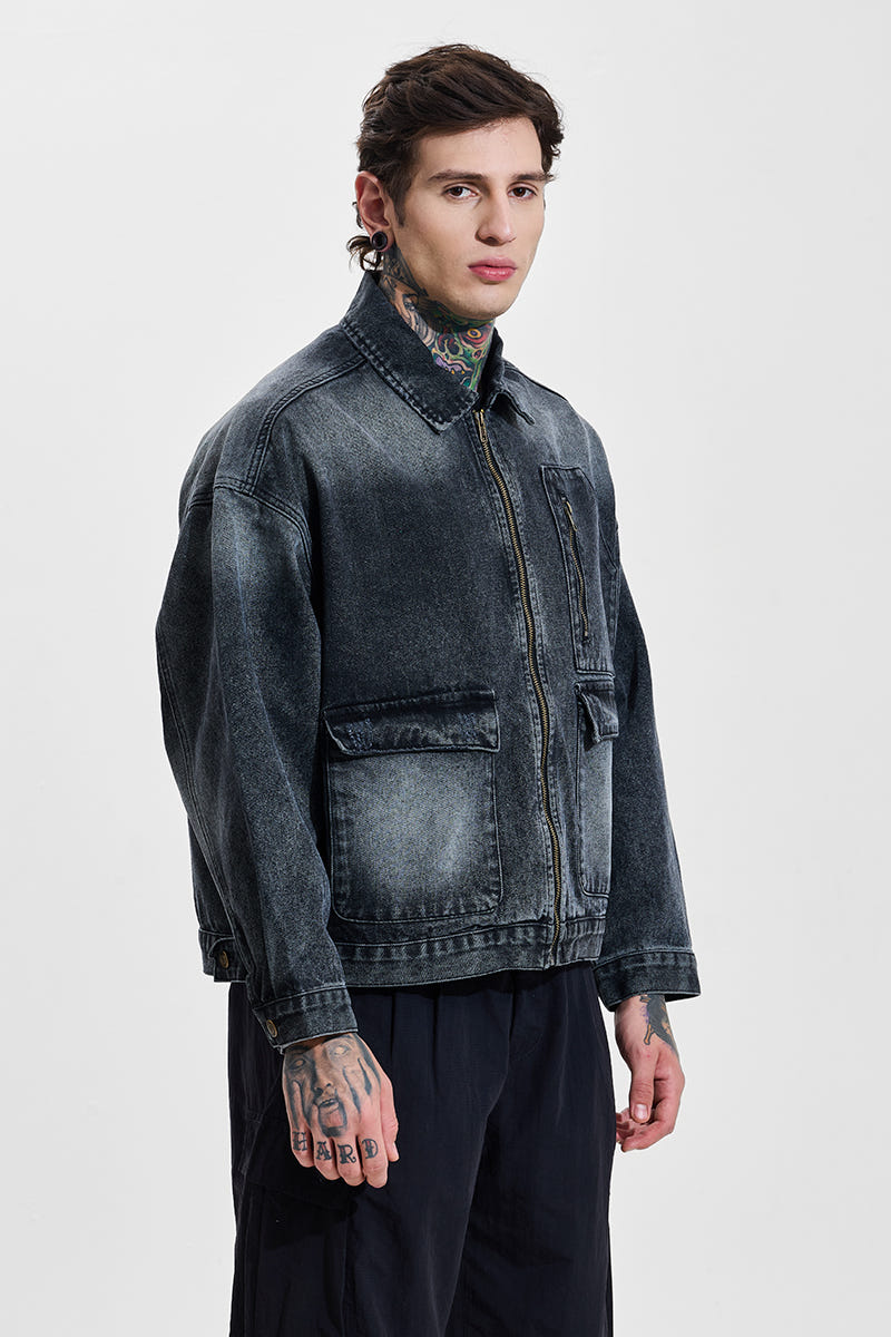 Grey relaxed fit denim jacket