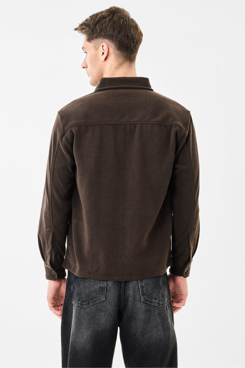 Regular fit stretch zipper textured jacket