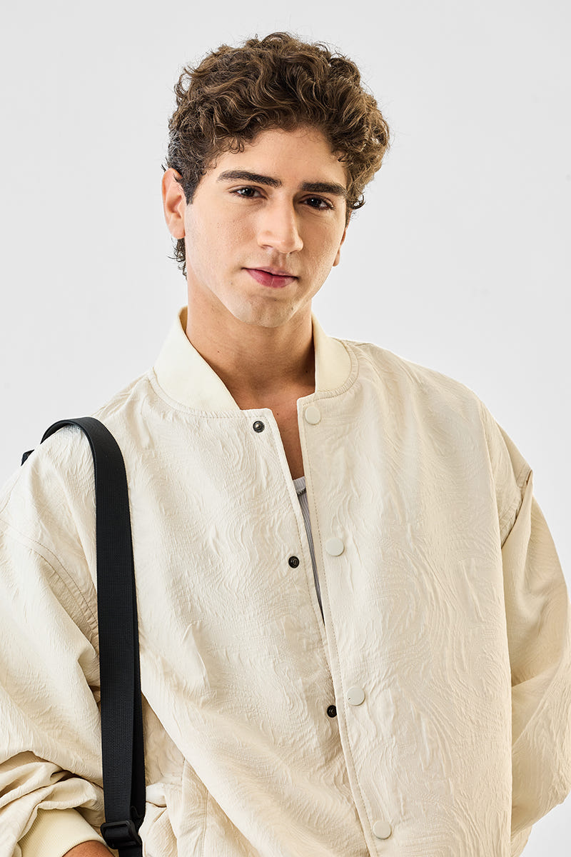 Stretch oversized textured jacket