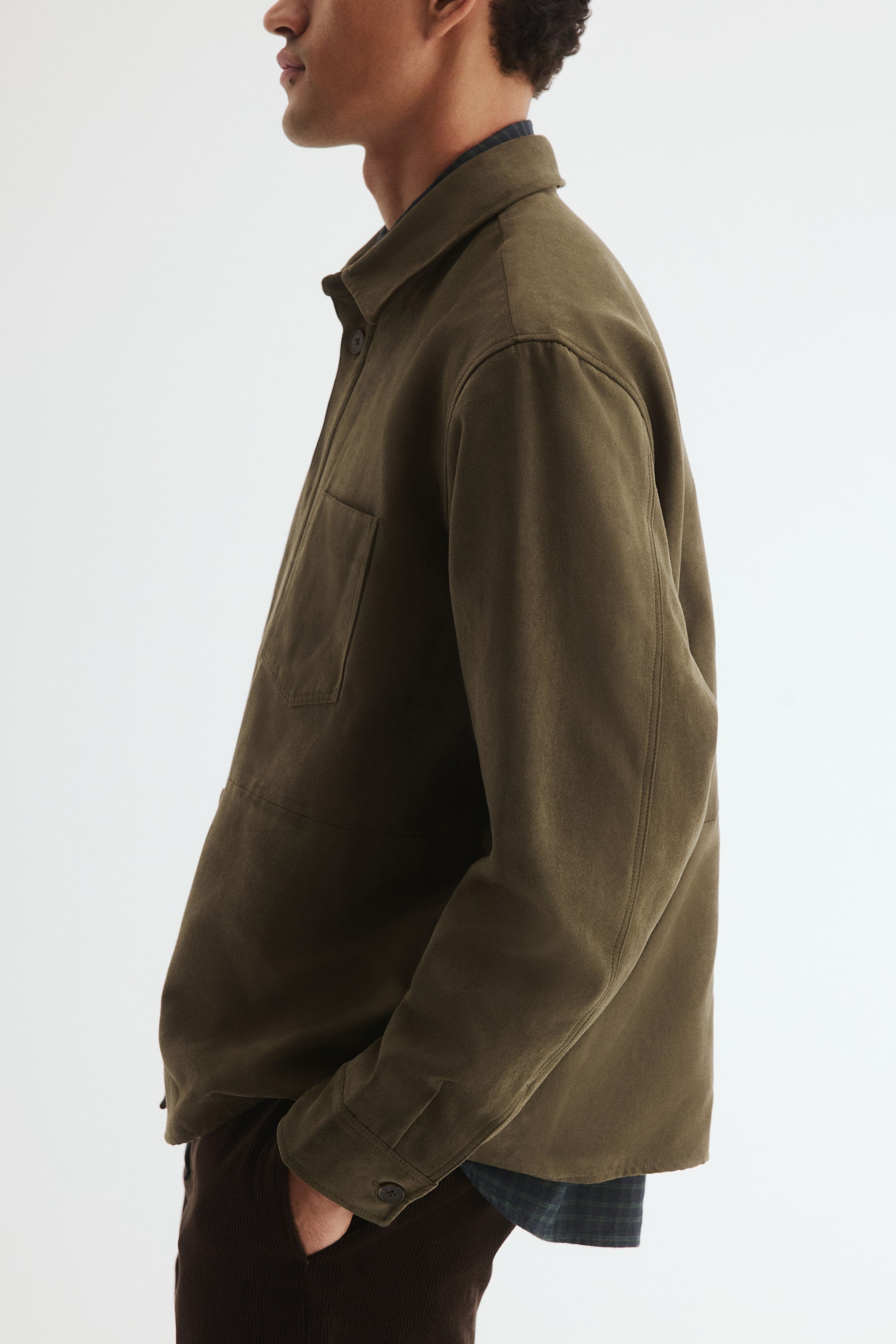 Regular Fit Overshirt - Dark khaki green - Men