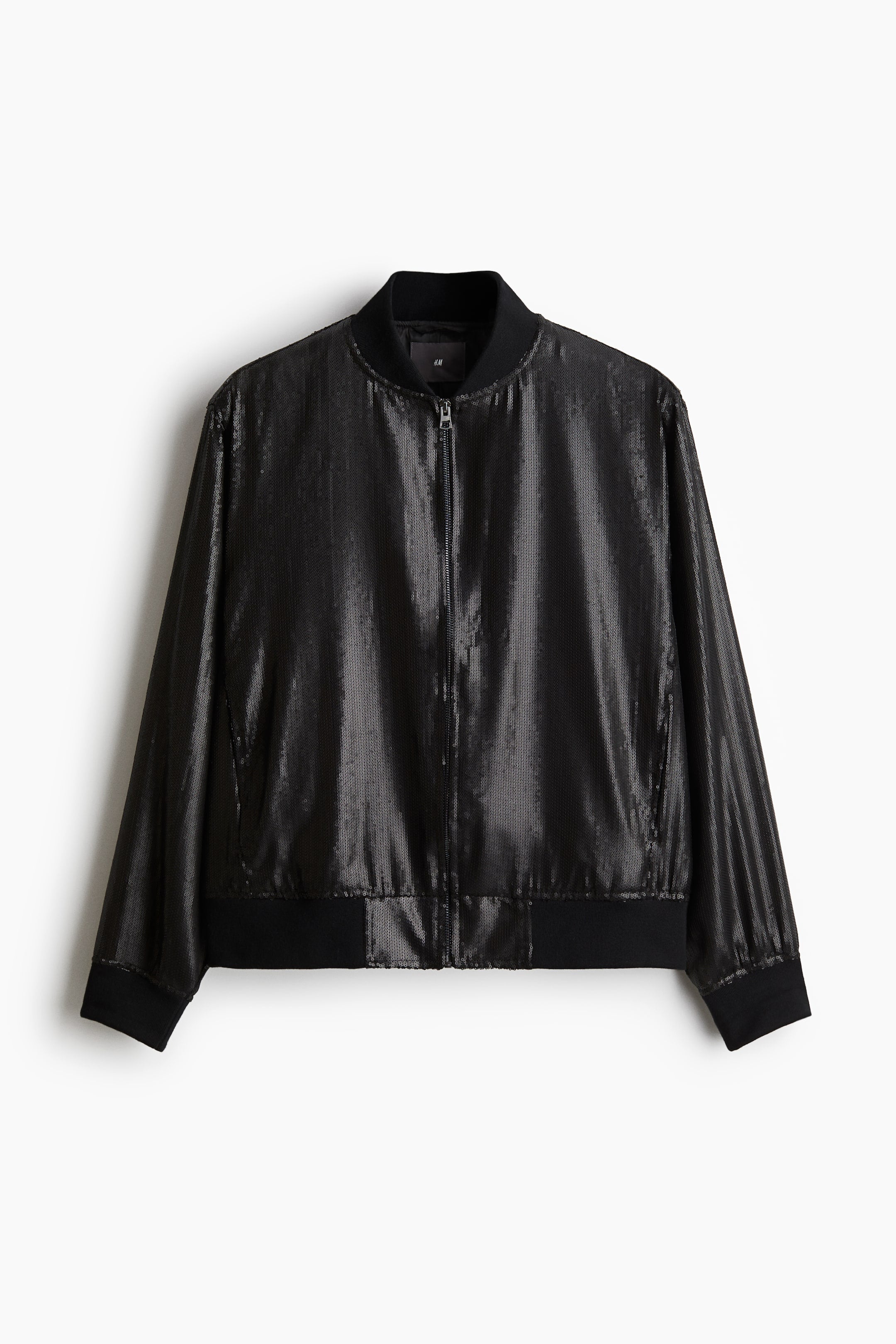 Regular Fit Sequined bomber jacket - Black - Men