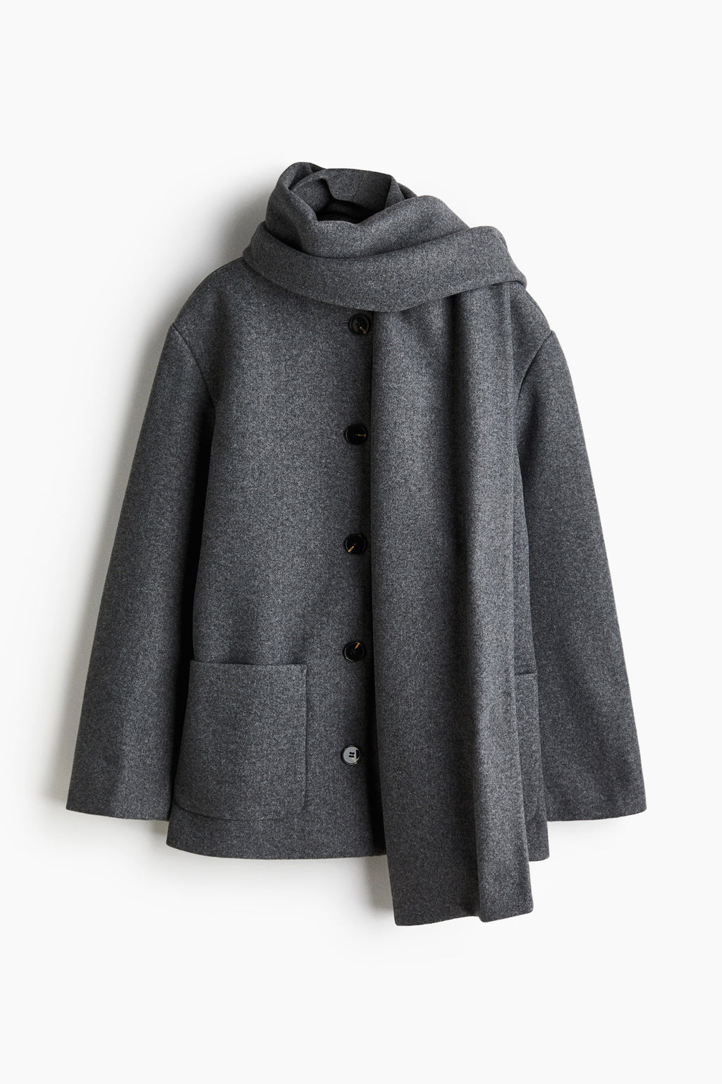 Scarf-detail coat - Dark grey - Ladies |