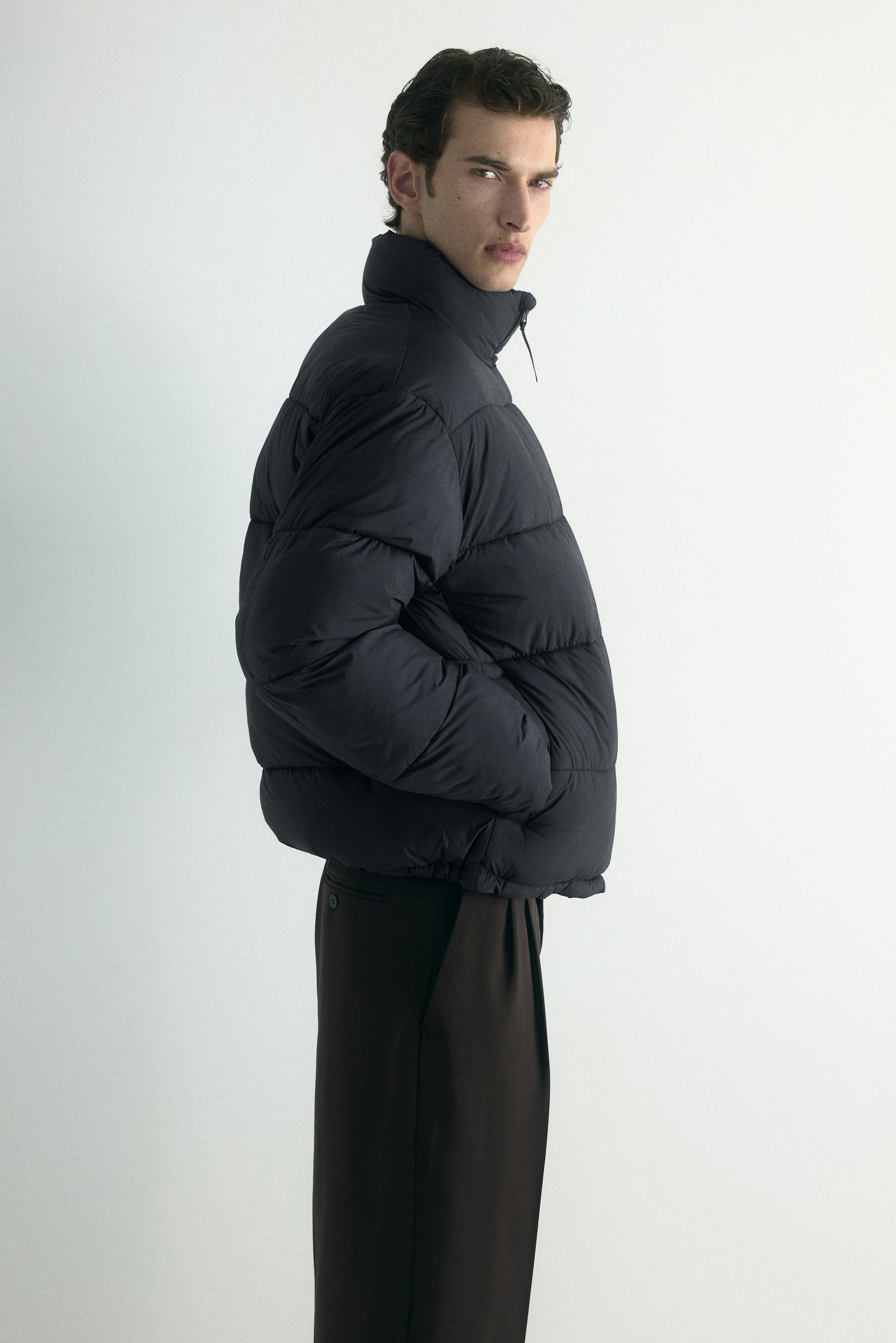 Water-repellent puffer jacket - Black - Men