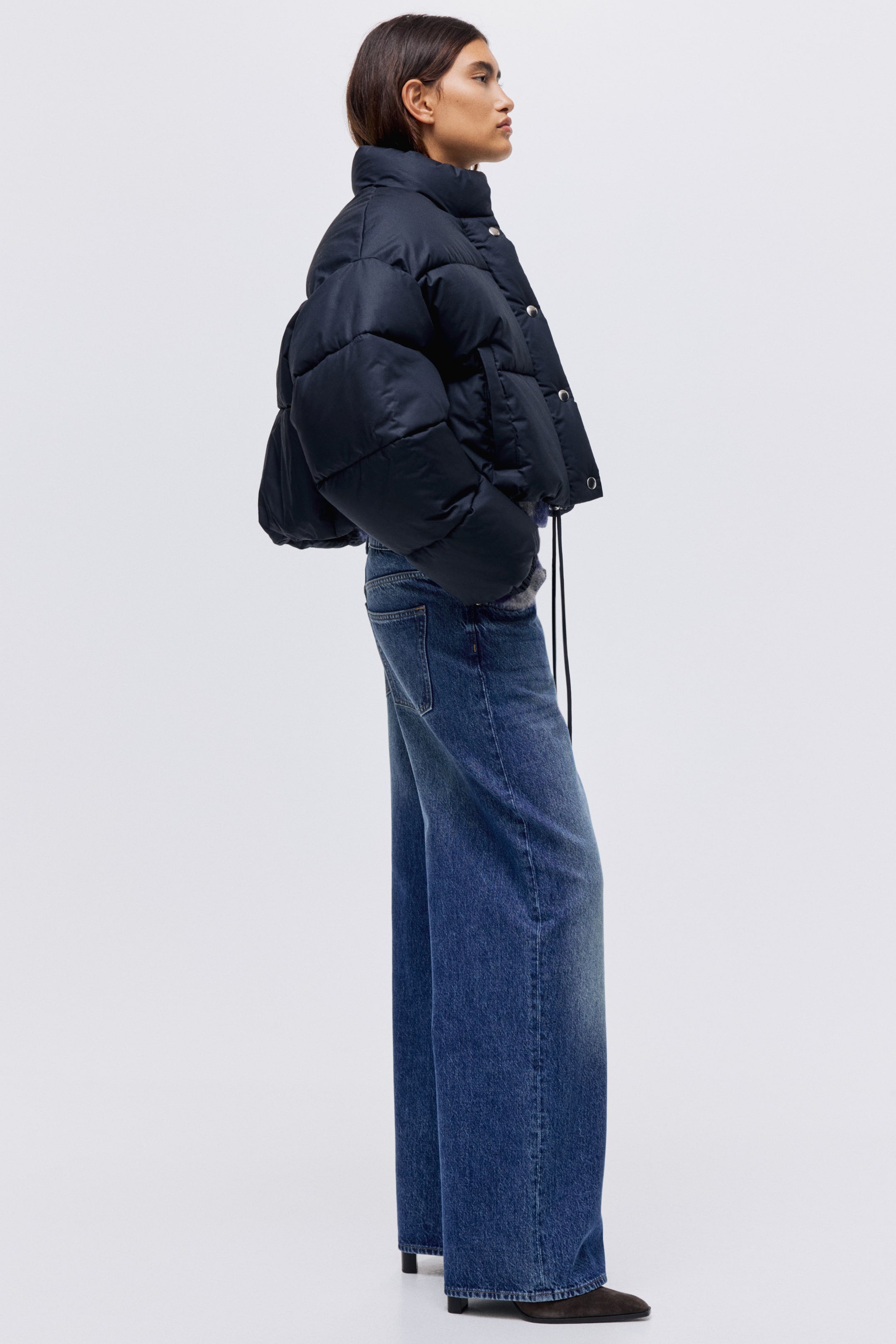 Cotton puffer jacket - Navy blue - Ladies