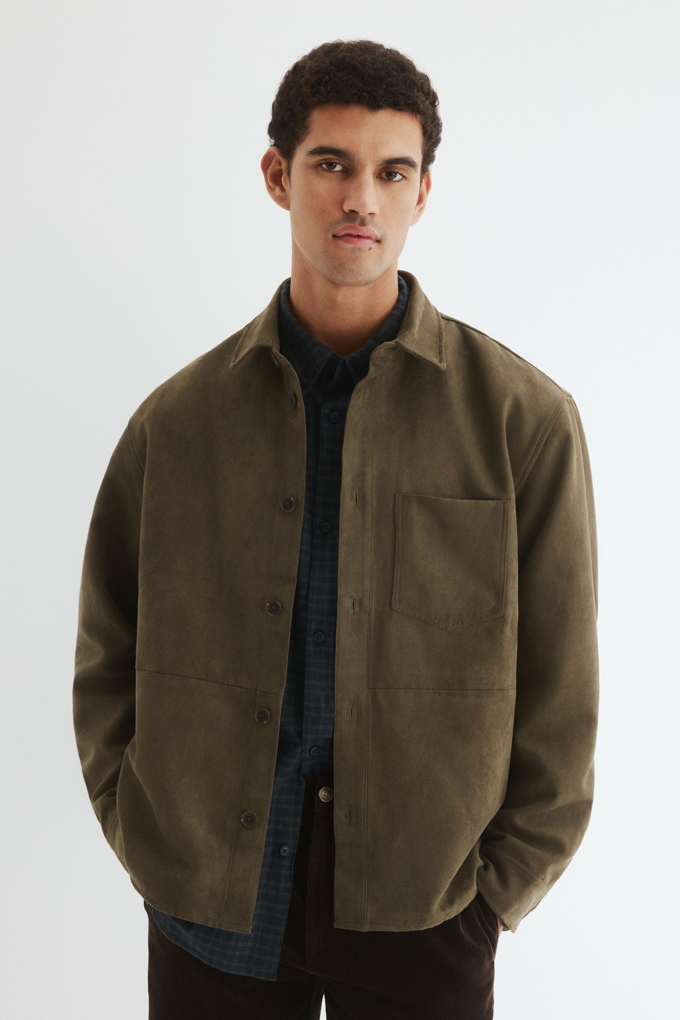Regular Fit Overshirt - Dark khaki green - Men