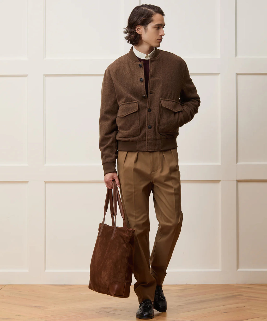 Cropped Linen Harrington Jacket