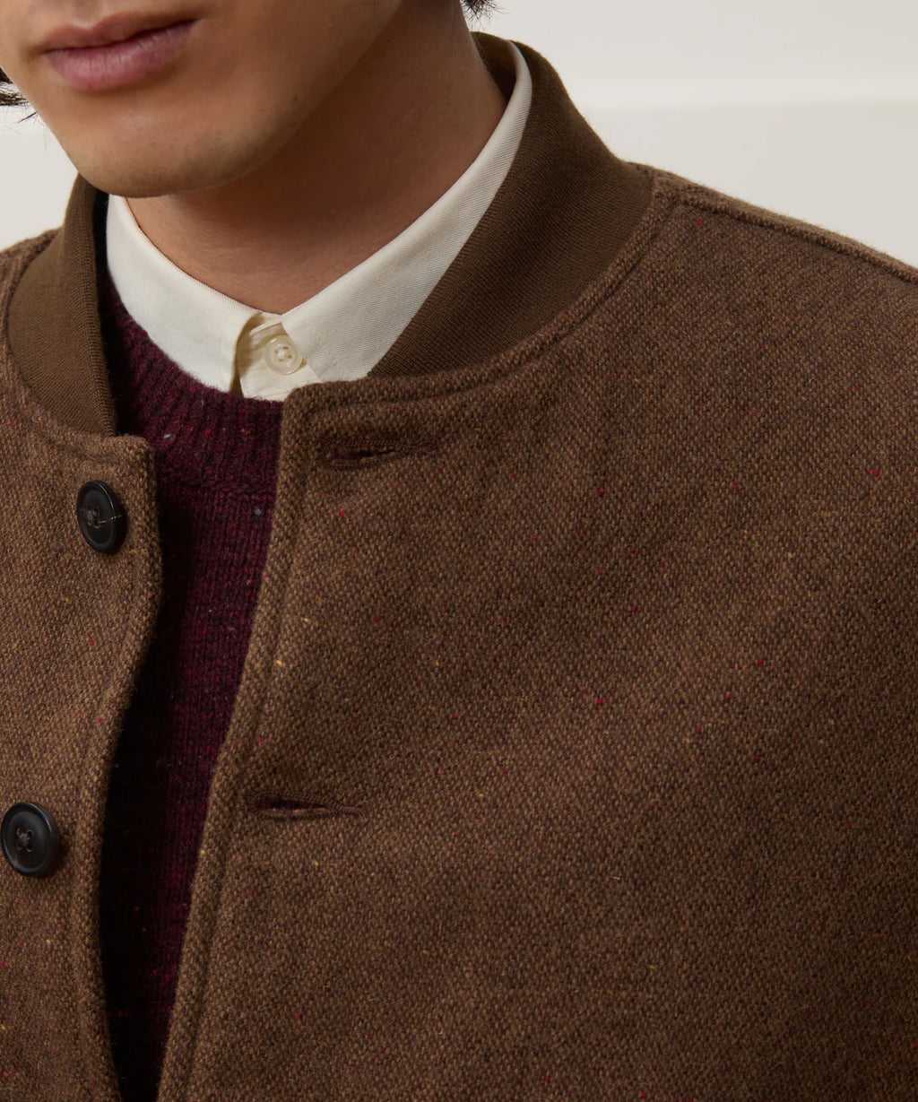 Cropped Linen Harrington Jacket