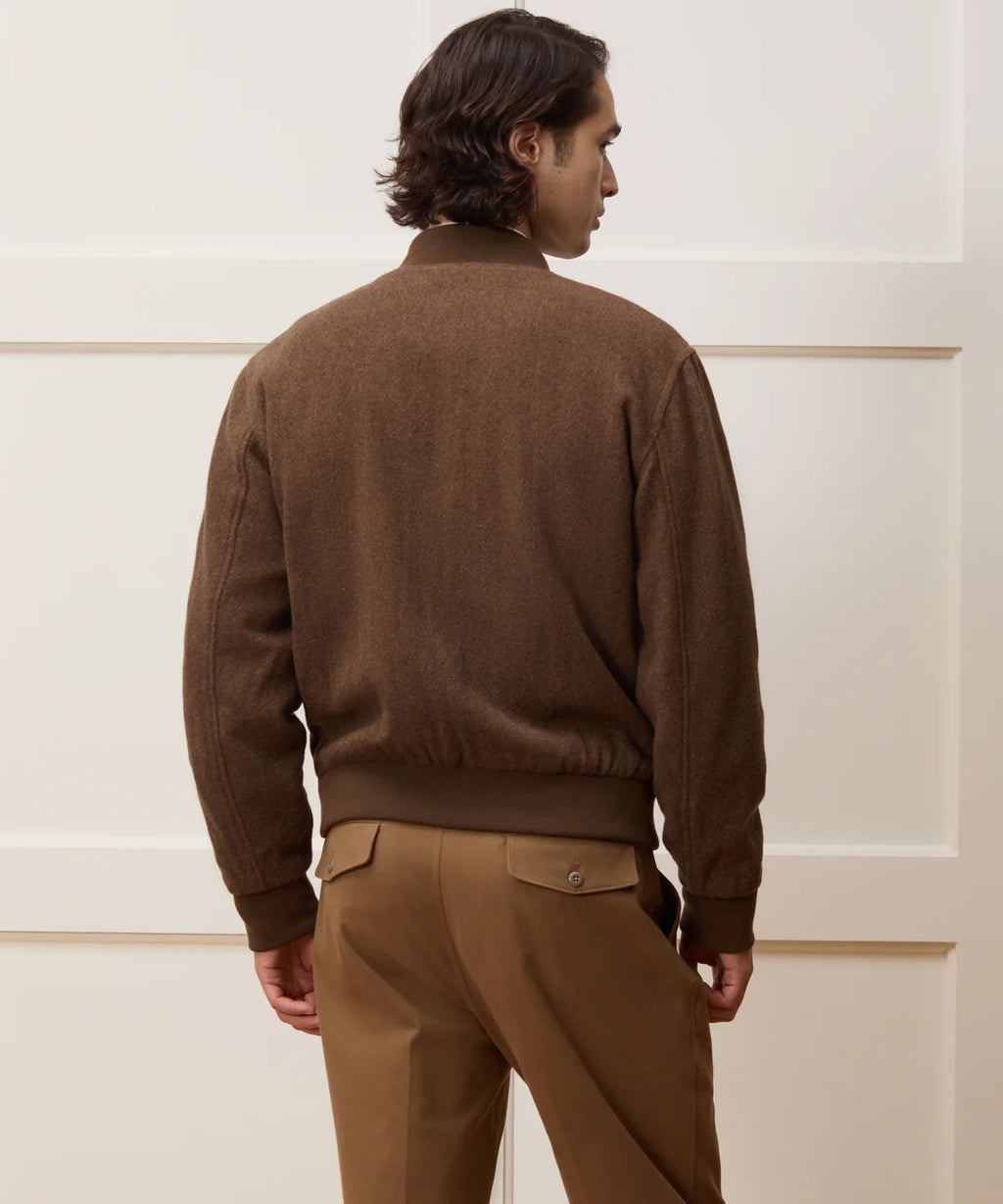 Cropped Linen Harrington Jacket