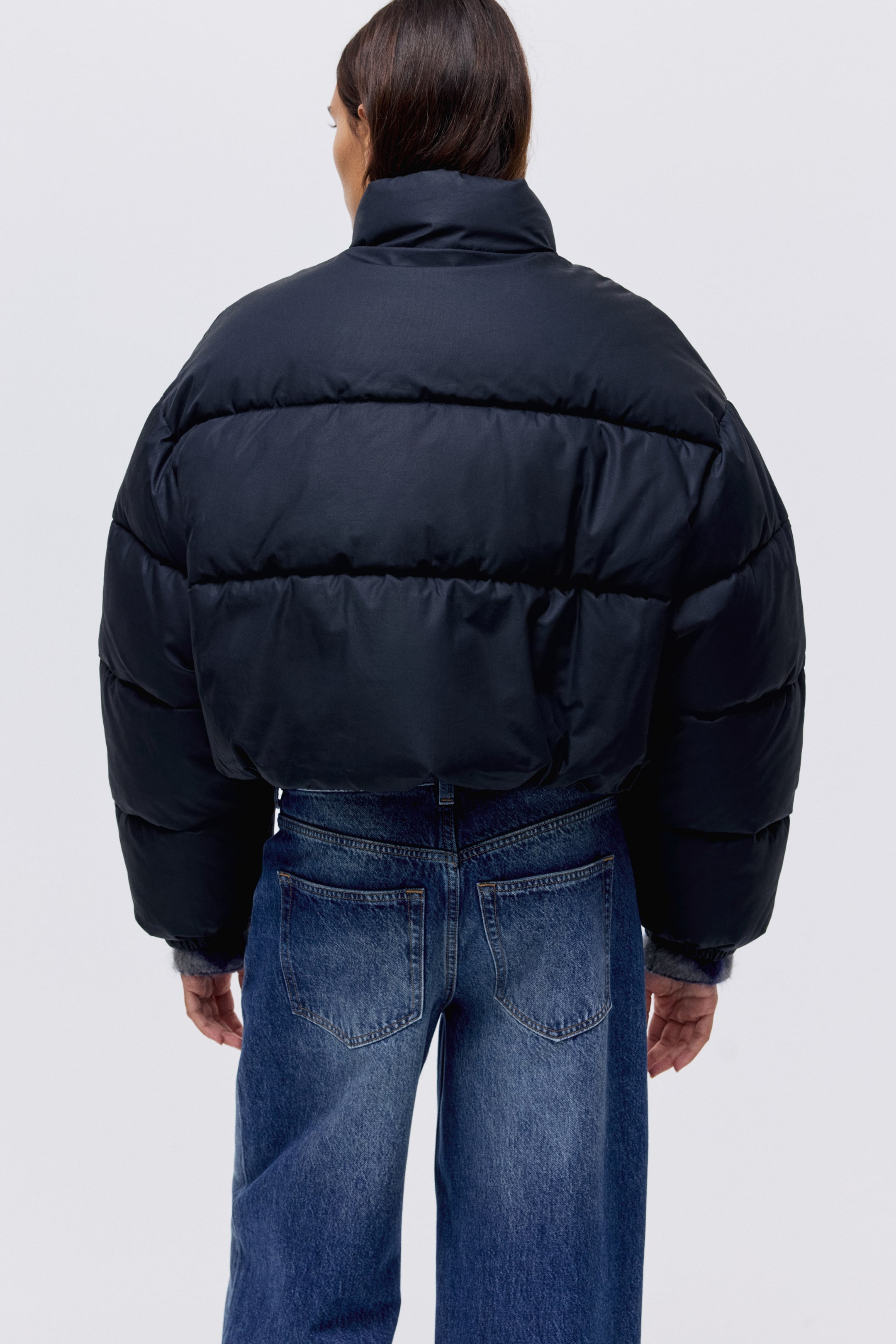 Cotton puffer jacket - Navy blue - Ladies