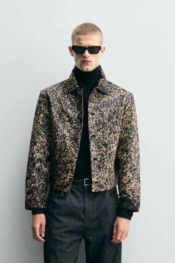 PRINTED SHEEPSKIN LEATHER JACKET